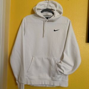 Nike White Hoodie with Black Swoosh Logo